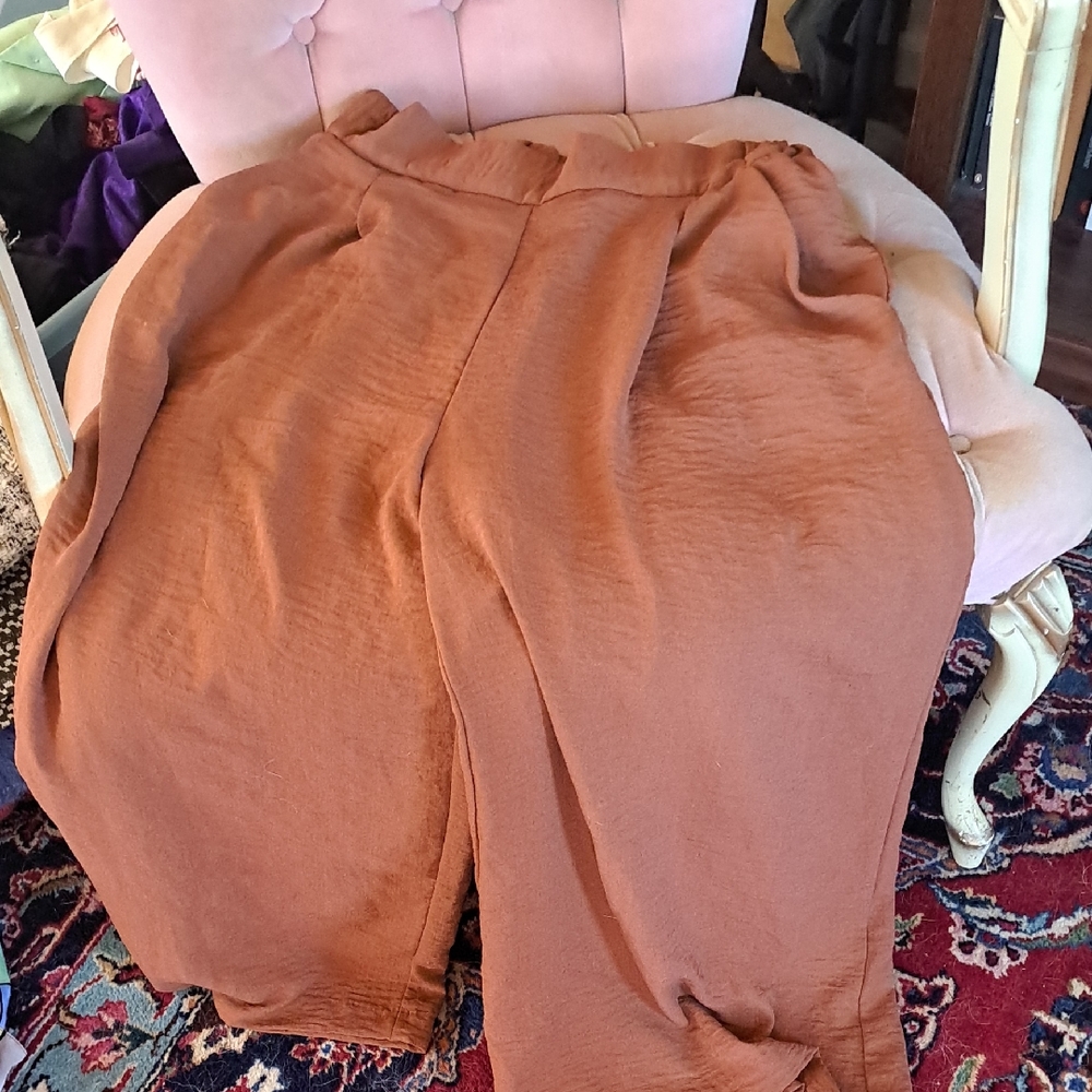 H&M Wide Leg Pants in Rust Brown